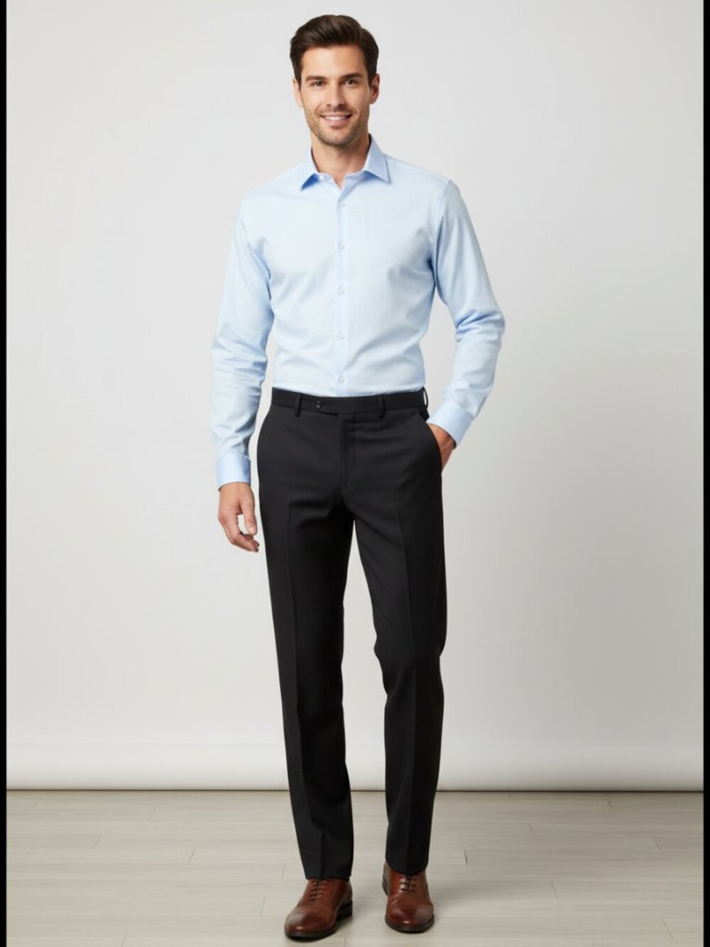 Men's Black Dress Pants - Classic Tailored Fit, unhemmed